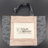 Image of Library Bag with grey leafy pattern